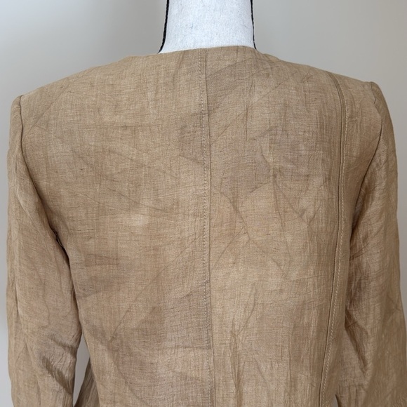 Un Jour Ailleurs Linen Blend Pant Suit Jacket Blazer Gold Metallic US 12 - Picture 7 of 12